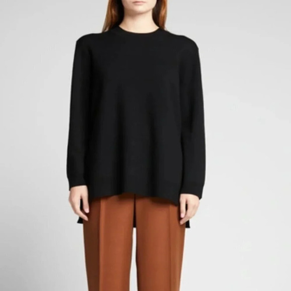 Theory Knit Tunic Empire Fine  Merino Wool Tunic Sweater Black Size Large - Picture 2 of 10